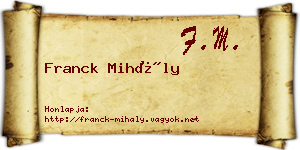 Franck Mihály névjegykártya
